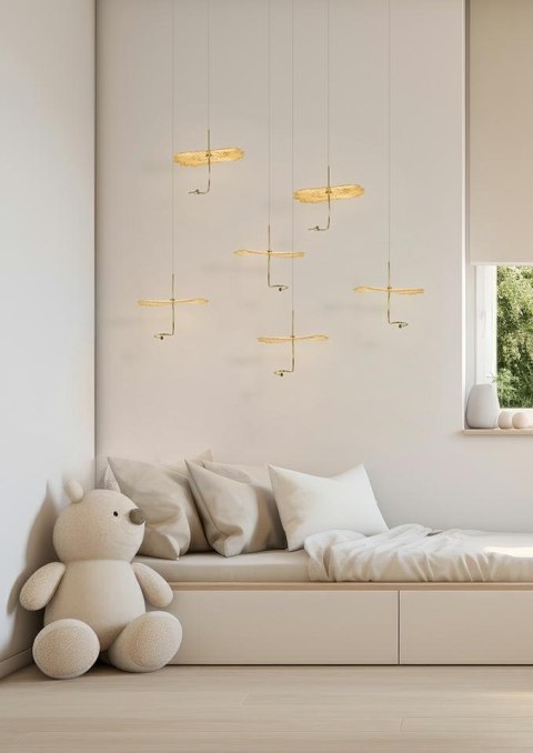 Lampa wisząca LEAFS złota