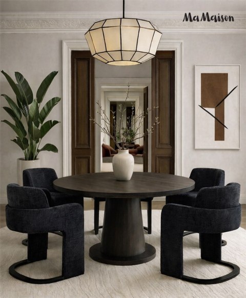 MaMaison krzesło BORA czarne, tkanina, tapicerowane, nowoczesne