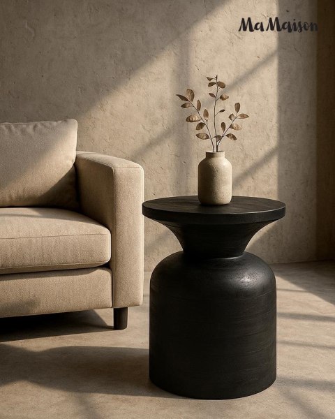 MaMaison stolik pomocniczy BISATO 35 czarny/drewno