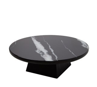 MaMaison stolik kawowy DOVER 100 czarny/drewno/żywica/wzór-marmur