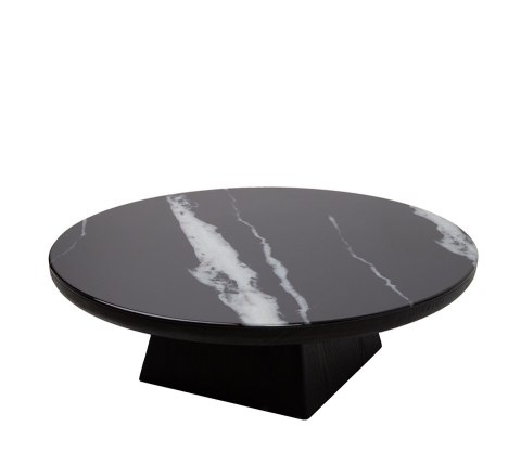 MaMaison stolik kawowy DOVER 100 czarny/drewno/żywica/wzór-marmur