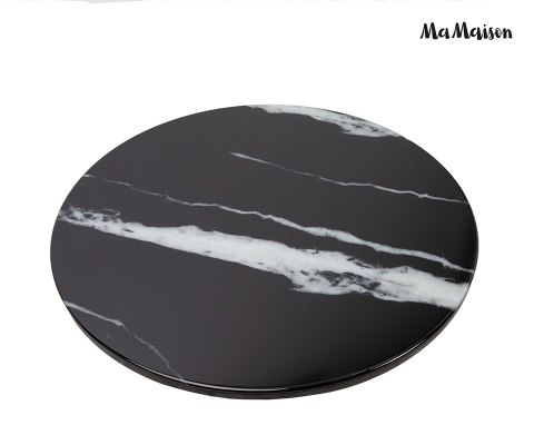 MaMaison stolik kawowy DOVER 100 czarny/drewno/żywica/wzór-marmur