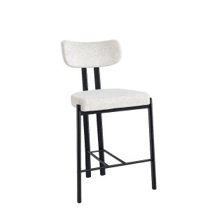 Krzesło barowe Hoker DION szaro beżowe tapicerowane czarna podstawa