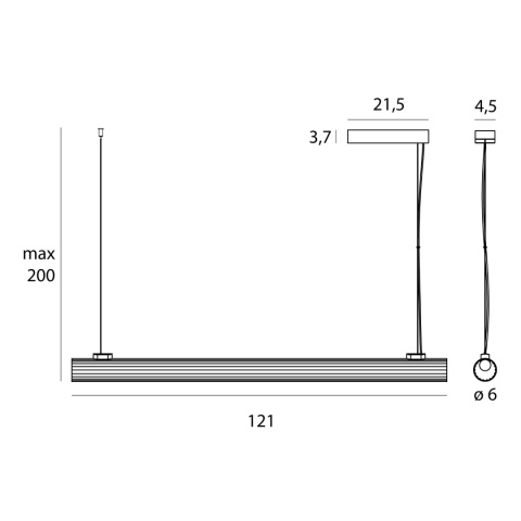 LAMPA WISZĄCA FAYETTE 121CM 20W 3000K CZARNY IP44