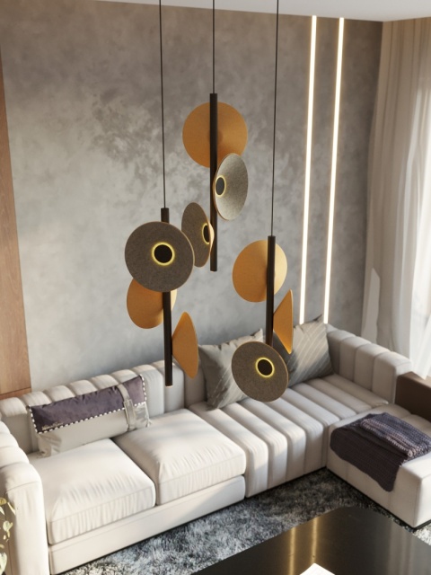 LAMPA WISZACA PURO EARTH YELLOW&GREY