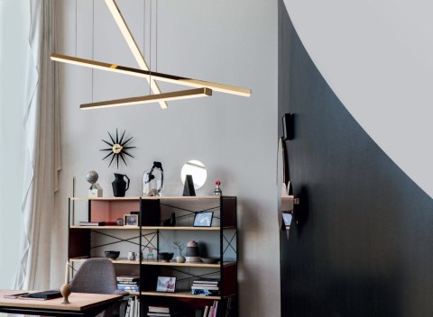 LAMPA WISZĄCA TRIO 3 ZŁOTA ŚCIEMNIALNA