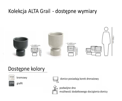Donica ALTA Grail, na nodze, nowoczesna