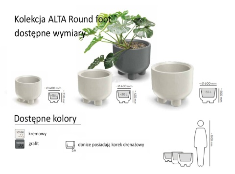 Donica ALTA Round Foot, na nóżkach, okrągła, nowoczesna