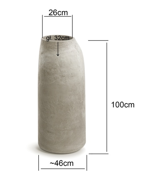Donica EARTH High śr. 46cm x wys.100cm, wysoka, strukturalna,nieregularna forma