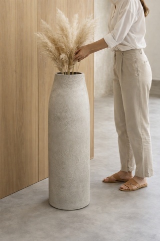 Donica EARTH Tall śr. 30cm x wys. 90cm, wysoka, strukturalna, nieregularna forma