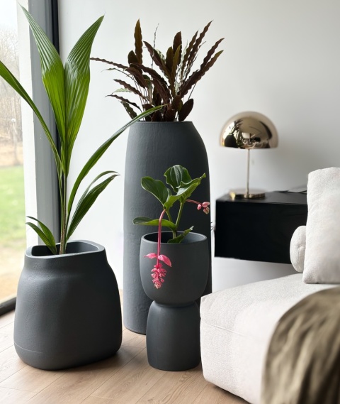 Donica EARTH High śr. 46cm x wys.100cm, wysoka, strukturalna,nieregularna forma