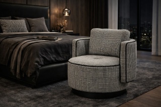 Fotel obrotowy TONDO pepitka biało-czarna