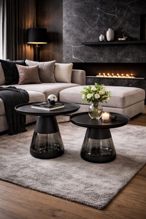 KARE stolik kawowy/pomocniczy BOTTIGLIA SMOKE 50 czarny