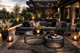 KARE zestaw stolików kawowych/tarasowych WIRE czarny