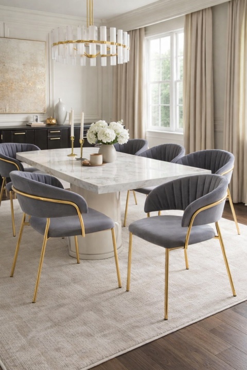 Krzesło MARGO ciemny szary - welur, podstawa złota