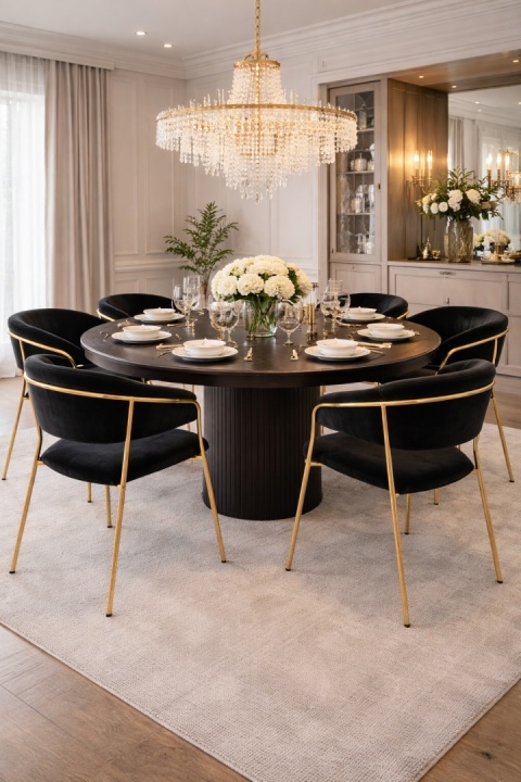 Krzesło MARGO czarne - welur, podstawa złota