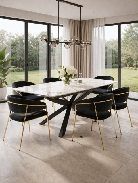 Krzesło MARGO czarne - welur, podstawa złota