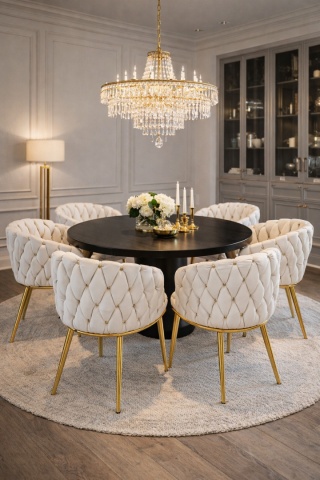 Krzesło TRESSE beżowe - welur, podstawa złota