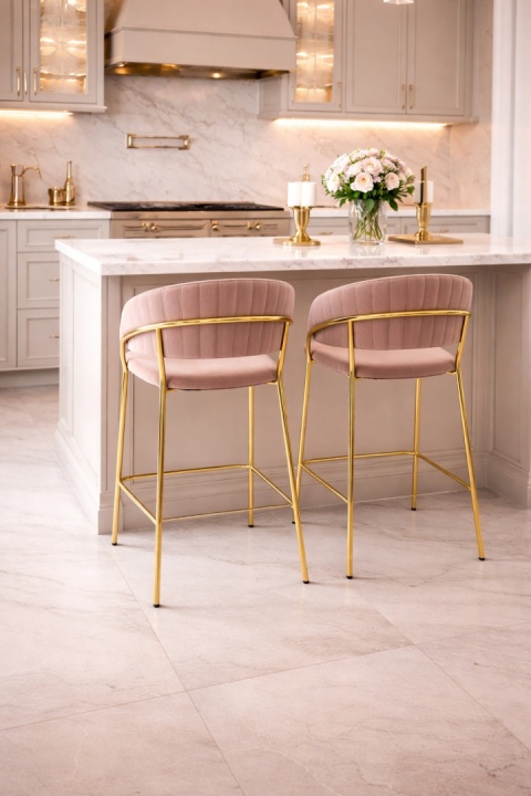 Krzesło barowe hoker MARGO 65 khaki / beżowe