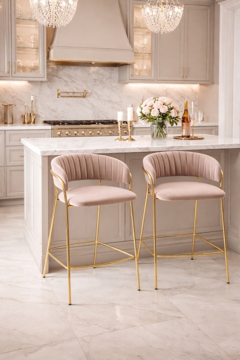 Krzesło barowe hoker MARGO 65 khaki / beżowe