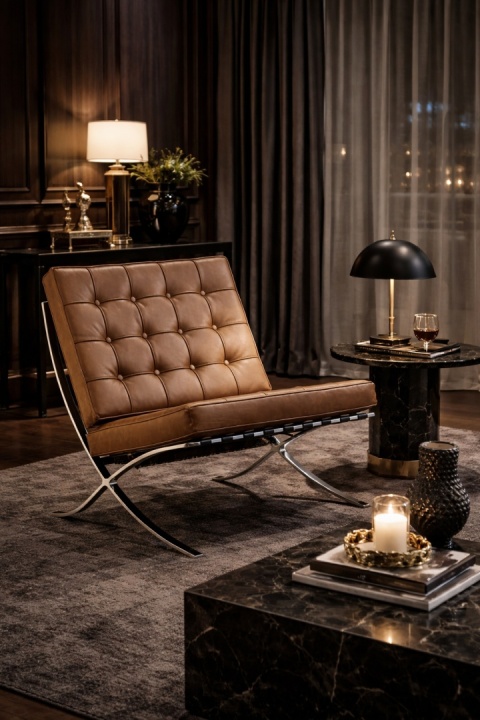 MODESTO fotel BARCELON VINTAGE - ekoskóra, stal polerowana