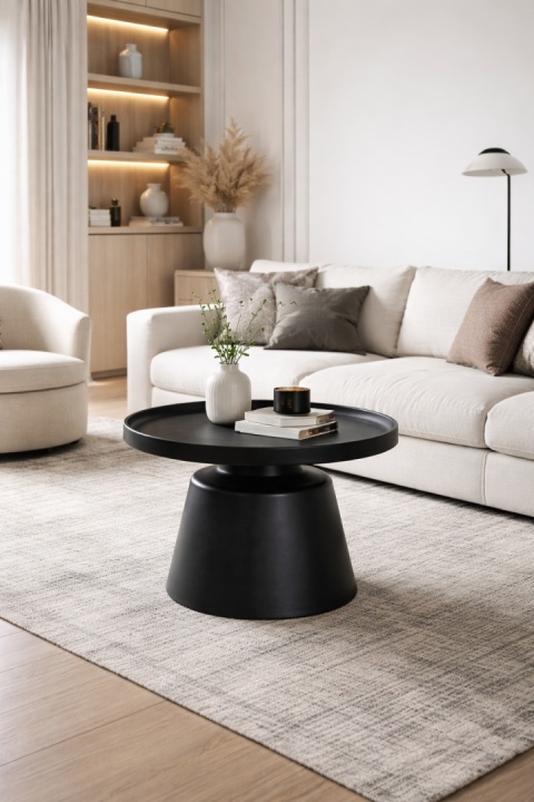 Stolik kawowy ROOK large 70 cm czarny metal