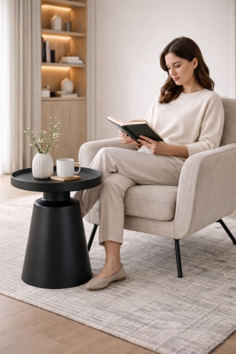 Stolik kawowy ROOK small 50 cm czarny metal