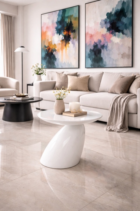 Stolik kawowy/pomocniczy FUNGO biały gloss - włókno szklane