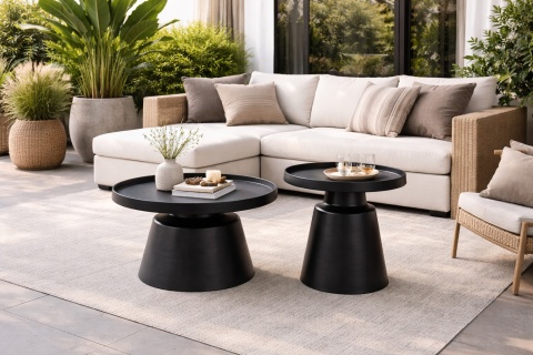 Zestaw stolików ROOK 70 cm + 50 cm czarny metal