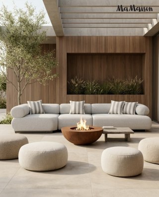 MaMaison sofa ogrodowa ALEXANDER szara (poduszki i pokrowiec w zestawie)