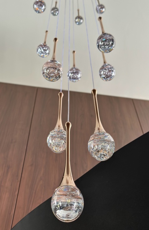 Lampa wisząca na antresolę, 400cm złota, żyrandol
