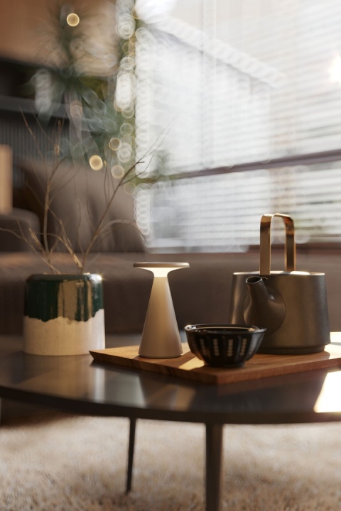 LAMPA STOŁOWA FUNGHI SZARA 20cm, IP44