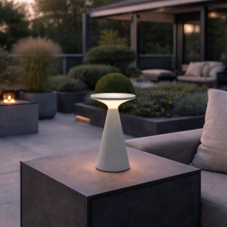 LAMPA STOŁOWA FUNGHI SZARA 20cm, IP44