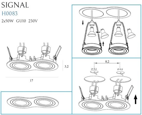 MAXLIGHT H0083 OPRAWA PODTYNKOWA SIGNAL II BIAŁA