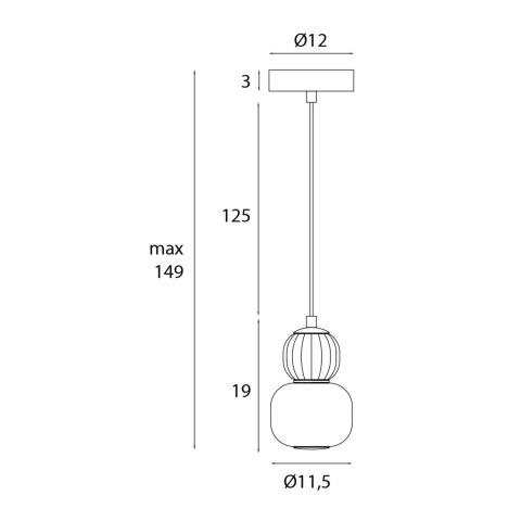 LAMPA WISZACA MODERN 5W, OPAL + DARK GREY