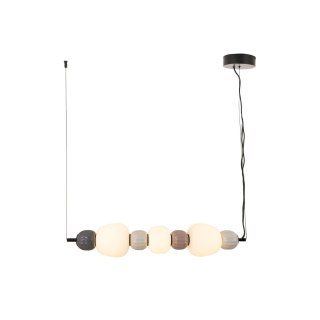LAMPA WISZACA MODERN 28W, OPAL + DARK GREY+MEDIUM BROWN+LIGHT GREY