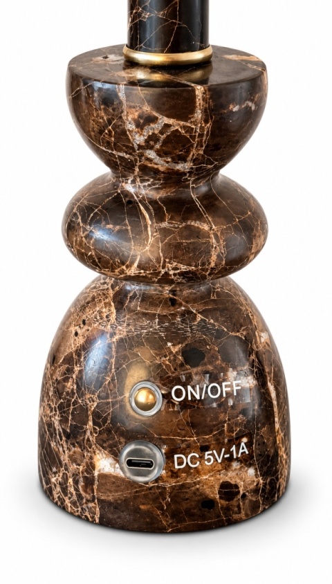 LIA BROWN MARBLE – bezprzewodowa lampa stołowa z naturalnego marmuru LED