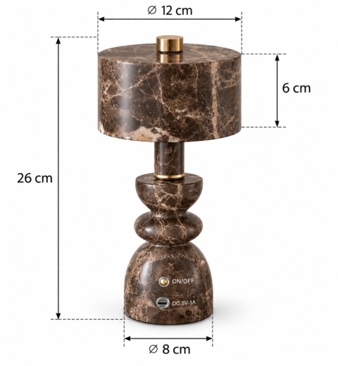 LIA BROWN MARBLE – bezprzewodowa lampa stołowa z naturalnego marmuru LED