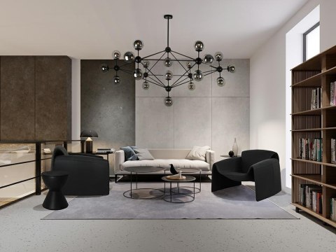 Fotel FLESSI czarny, ekoskóra, modernistyczny