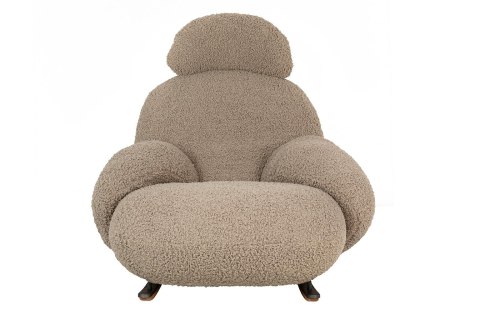 Fotel bujany PLUSH TEDDY ciemny beżowy tapicerowany