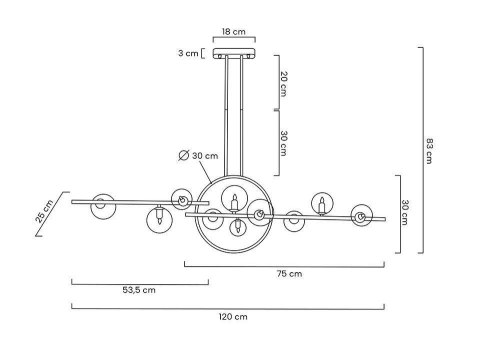 Lampa wisząca ALURE LINE TWIN 120 czarna
